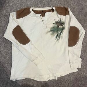 Long sleeve button shirt with deer graphic